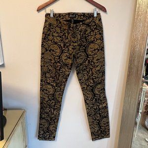 Seven7 Gold and Black Paisley Patterned Skinny Jean